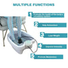 A white ionic foot spa bath massager is shown with blue water and feet soaking in it.