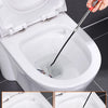 A professional drain cleaning kit showing the process of predredging and after dredging in a toilet bowl.