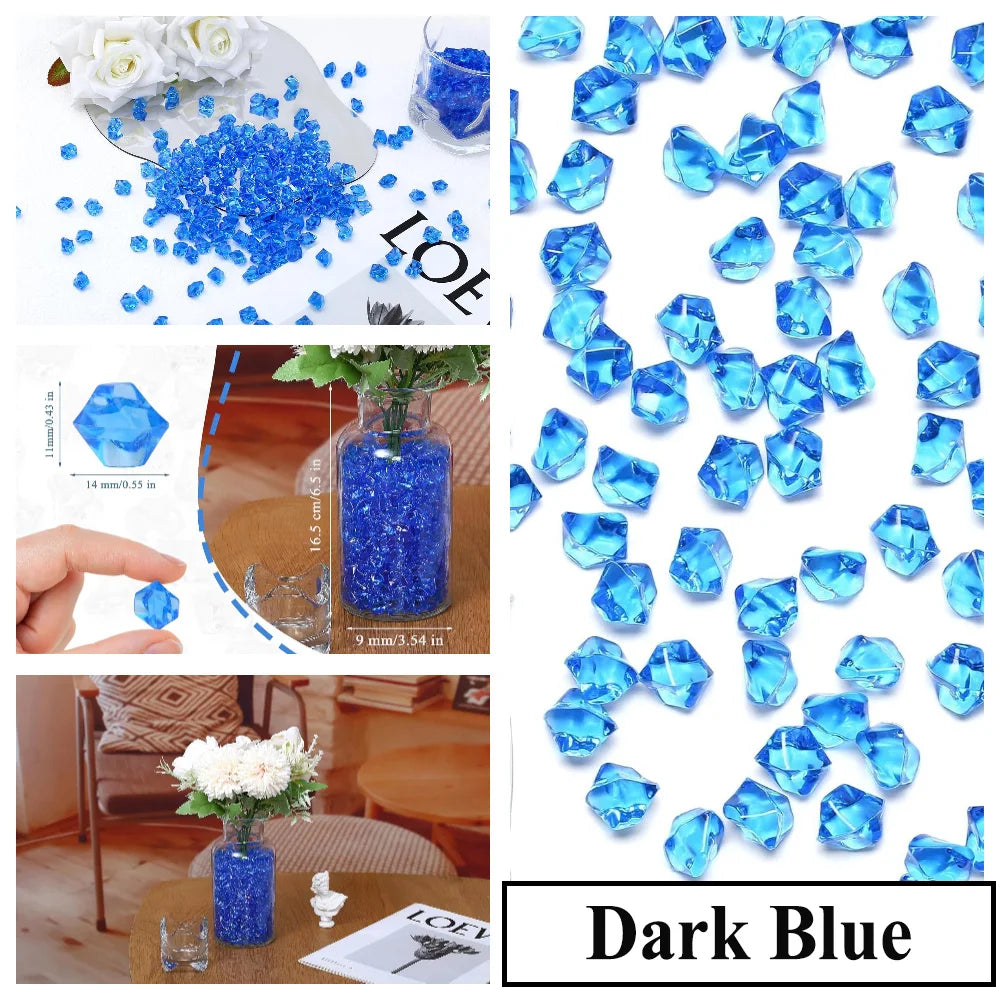 Rocas de hielo triturado de acrílico azul oscuro para decoración y rellenos