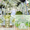 Elegant sheer chiffon draping fabric creating a lush, floral ceiling canopy for an event.