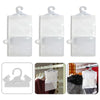 White reusable moisture absorber bags with hooks shown in various forms and usage contexts.