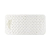 White rectangular non-slip bath mat with numerous small circular drainage holes.