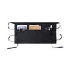 Schwarzes Unisex-Server-Apron mit Nützlichen Taschen für Tablet, Holztablett und Werkzeuge.