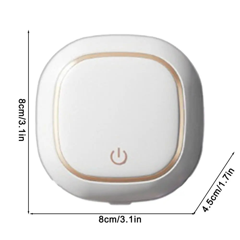 A white portable UV electric toothbrush cleaner with rounded edges and a small indicator light.