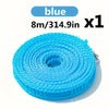Blue heavy-duty portable clothesline with 8m length and 314.9 inches.
