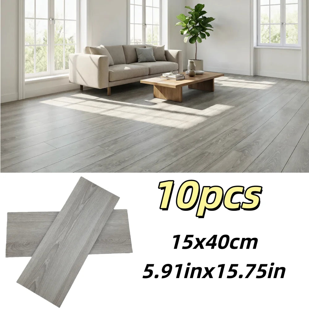 Diez piezas de calcomanías autoadhesivas de veta de madera moderna, miden 15x40 cm para decoración de suelo o pared