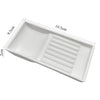 White dental autoclavable cabinet tray organizer with a slotted section and dimensions 9.5cm by 19.5cm