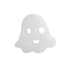 A white, translucent temperature sensing dish scrubbing sponge with a ghost-like shape.