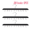 20 hooks in black for a wooden belt and accessory organizer hanger set