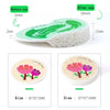 Comparison of wood pulp sponges showing size difference before and after use.