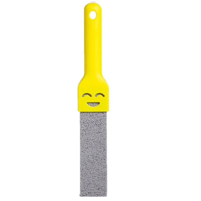 Yellow natural pumice cleaning stick with a textured gray cleaning surface