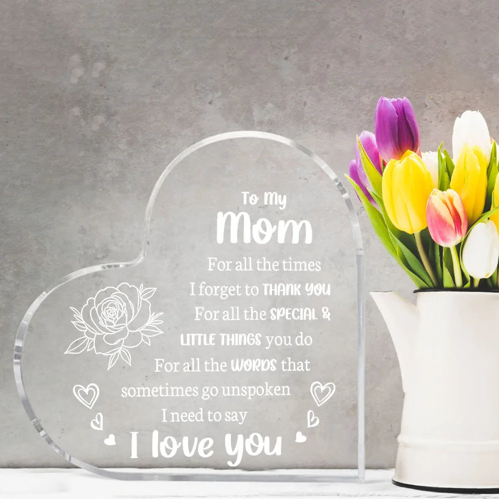 Custom Acrylic 'I Love You Mom' Keepsake
