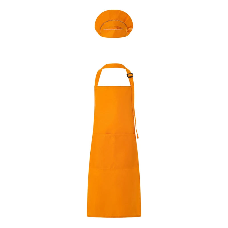 Orange kids adjustable apron and chef hat set