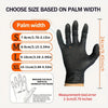 Guide showing how to choose glove size based on palm width with various sizes and a hand model