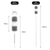 Comparison of an extendable microfiber duster before and after stretching, showing different lengths.