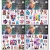 A set of temporary tattoos featuring various K-Pop idols and characters for birthday party decoration.