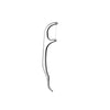 Stainless steel reusable toothpick set with a curved handle and pointed tips