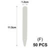 A white T-shaped plant marker with a 1.2cm width and 11.5cm length, sold in a pack of 50 pieces.