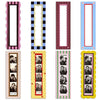 A set of magnetic photo frames with decorative borders and various color schemes for displaying photos.