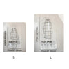 Hanging vacuum storage bags for bulky clothing shown in size S and L with dimensions.