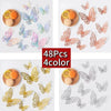 A collection of 48 colorful 3D decorative butterfly wall stickers in various shades and sizes.