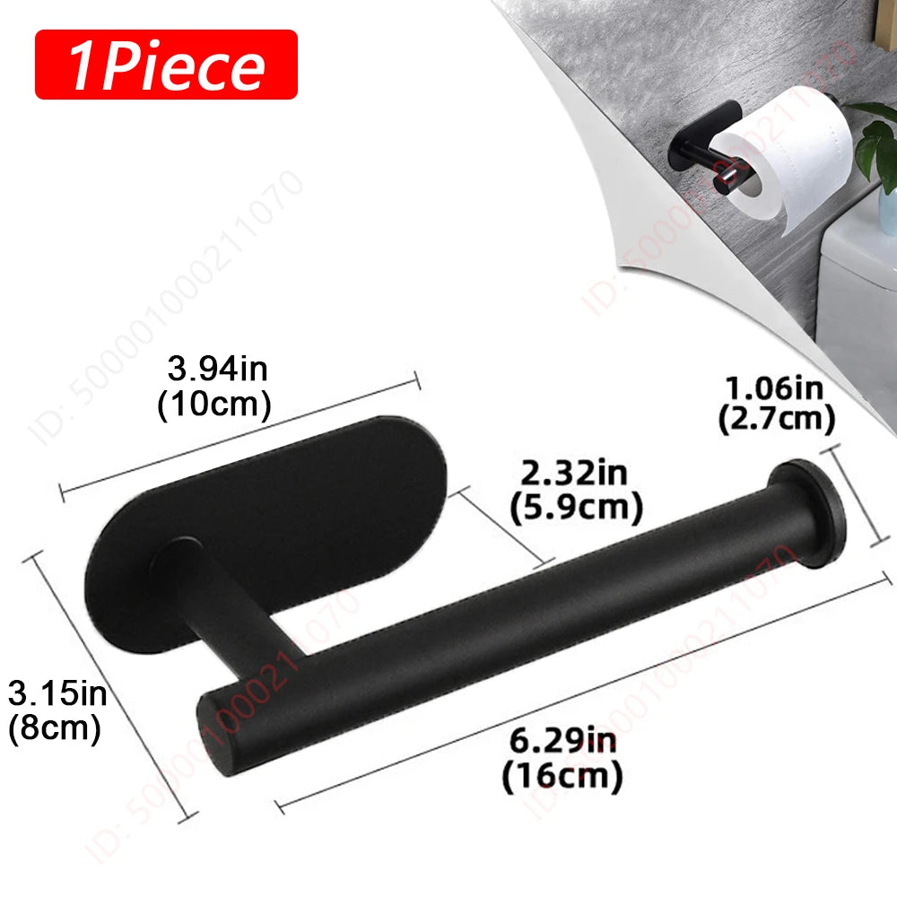 Black stainless steel adhesive paper dispenser rack with a 3.94-inch bar and 1.06-inch holder.