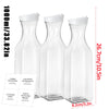 Three clear glass refillable storage bottles for laundry detergent and fabric softeners