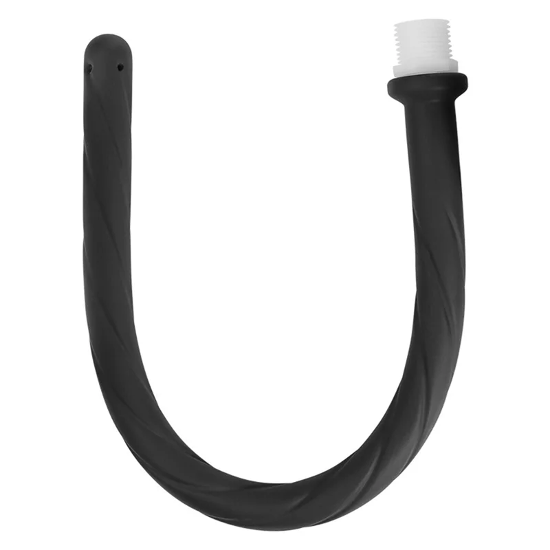 Black silicone handheld bidet sprayer with a white nozzle and hose
