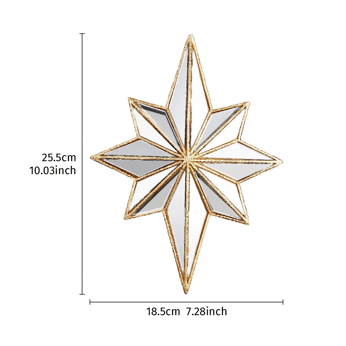 Goldfarbenes Harzstern-Wandkunstwerk mit spitzen Strahlen, 25,5x18,5 cm.
