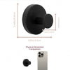 Size reference diagram showing the dimensions of a black towel rack and a comparison to an iPhone 15 Pro Max.