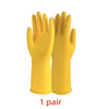 A pair of yellow silicone dishwashing gloves with forks.