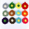 A collection of colorful, fluffy, non-stick acrylic dish towels in various shades including green, yellow, red, and purple.