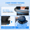 A black inflatable ring product with side drain ports and a water-filled cushion for therapy.