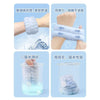 A set of blue microfiber wrist sweatbands used for face washing and skincare.
