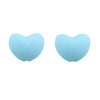 A pair of light blue silicone heart-shaped charm beads for DIY jewelry.