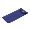 A dark blue PU leather eyewear case or glasses bag with a flap closure.