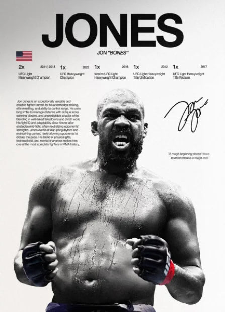 A muscular Black male fighter with a beard is shown in a close-up, shirtless, flexing his arms.