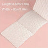 A white, quilted cotton pad is shown with dimensions listed as 4.8cm by 4.8cm.