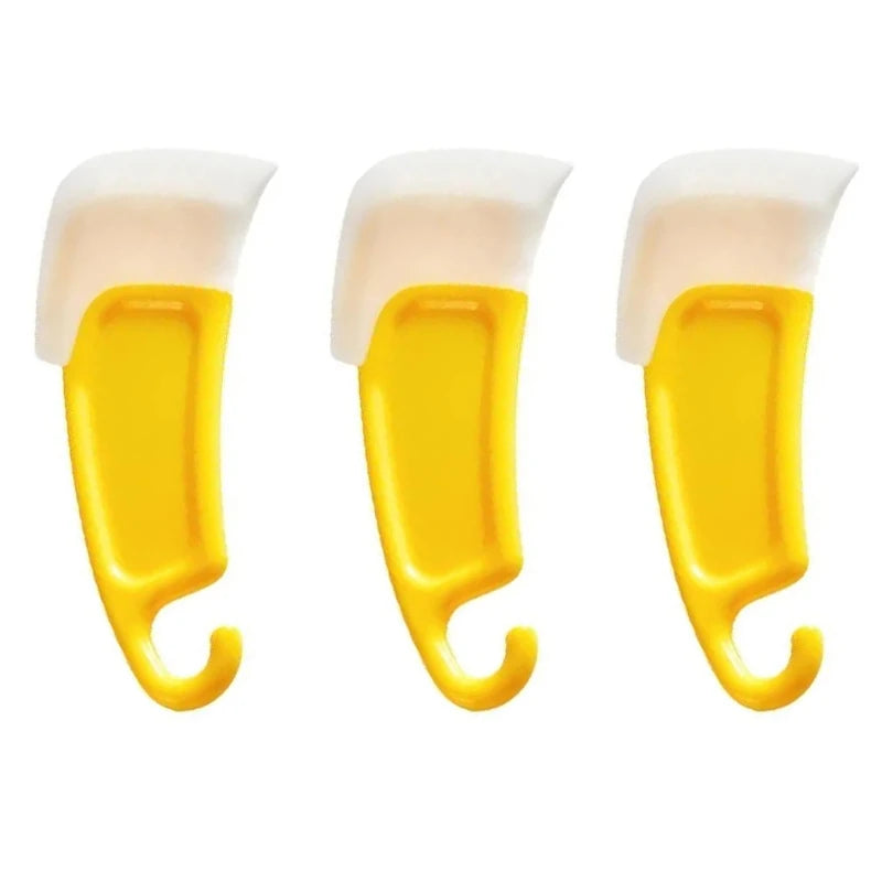 Three silicone kitchen scrapers with white handles and yellow blades shown side by side.