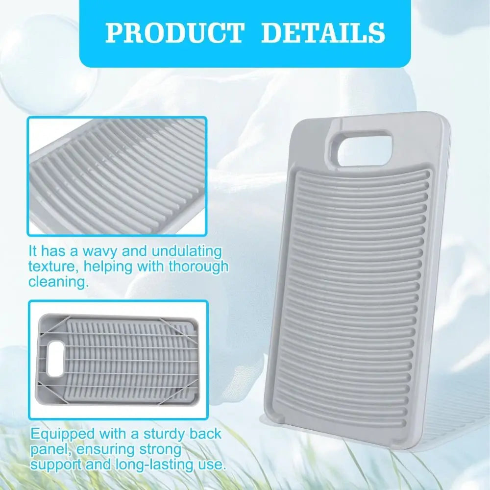 A gray fabric washing board with a wavy texture and a sturdy back panel for long-lasting use.
