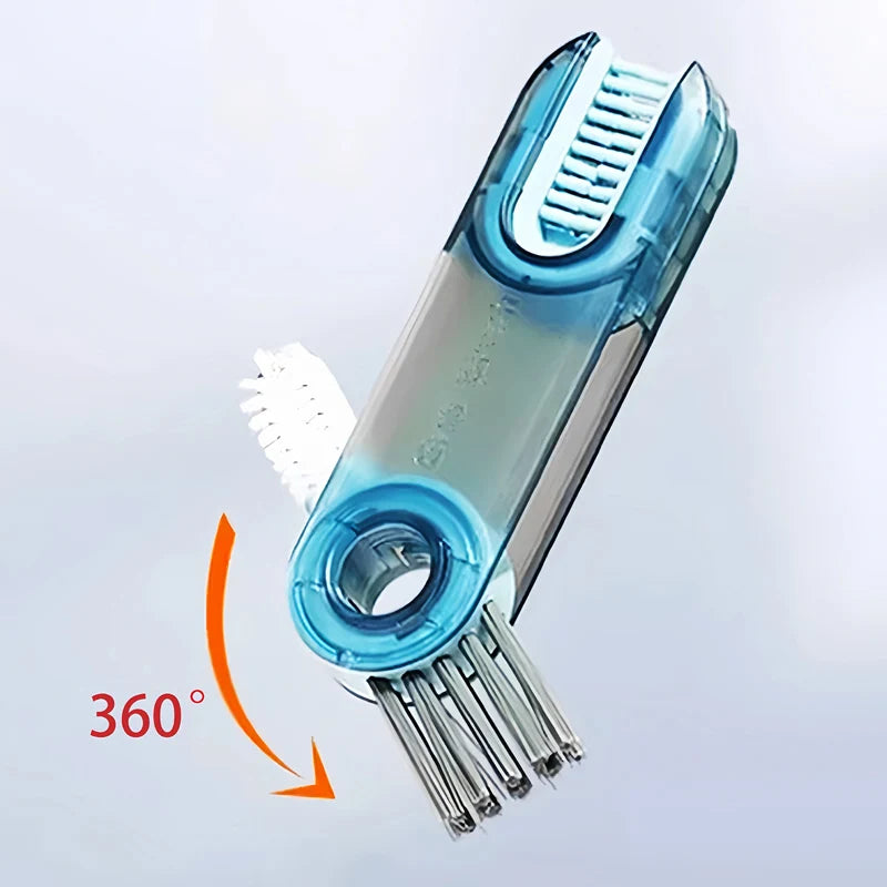 Klares blaues 3-in-1-Tupfer für das Reinigen von Flaschen und Thermoskannen, rotiert 360 Grad.