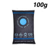 A black reusable silica gel dehumidifier bag labeled 100g with icons for car, ship, house, and caravan.