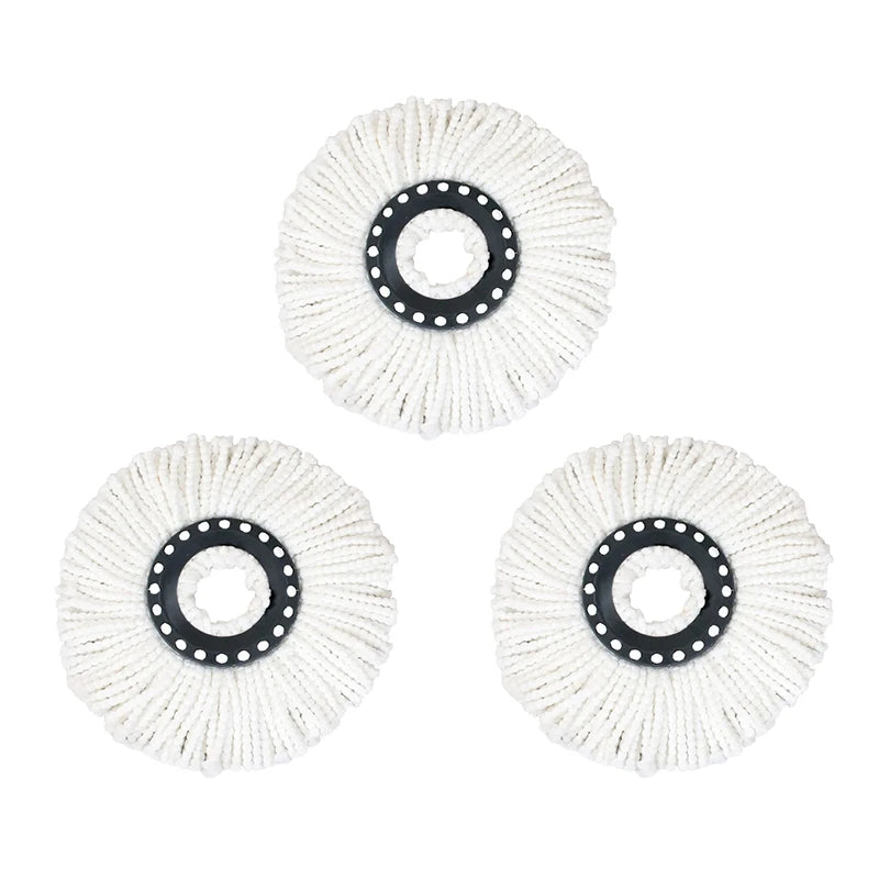 Cabezal de fregona de microfibra blanca con diseño giratorio y acentos negros
