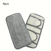 Four reusable microfiber mop pads with gray and white accents for floor cleaning.