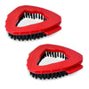 A red adjustable spin mop replacement set with white bristles and a plastic base.