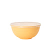 A translucent orange reusable food storage bowl with a matching sealing lid.