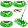 Four reusable green ultra-fine fiber mop pads and a cleaning tool for floor cleaning