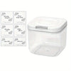 A clear plastic automatic pop-up laundry pod organizer with multiple compartments for detergent, beads, and sheets.