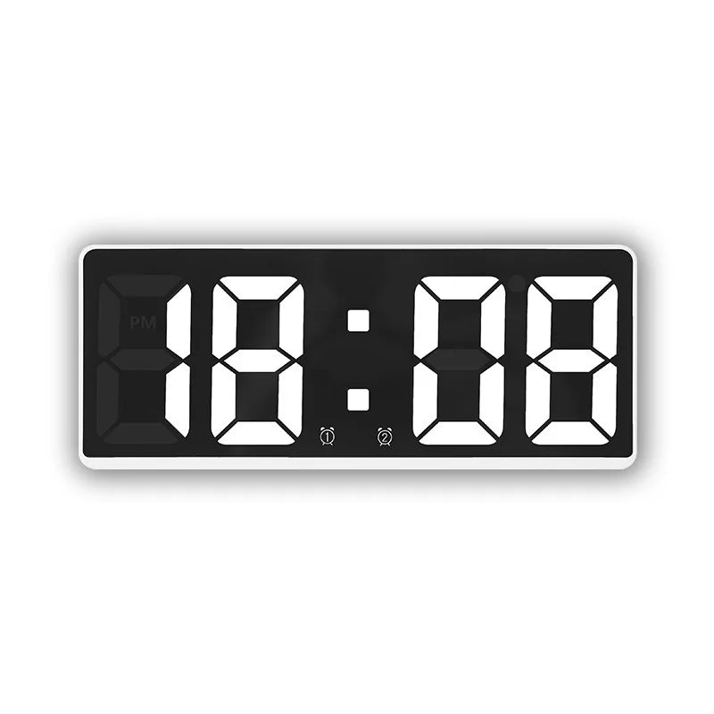 A digital alarm clock displaying the time 18:08 with a black face and white numerals.