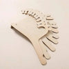 A wooden clothing hanger with multiple curved wooden hangers for kids and apparel